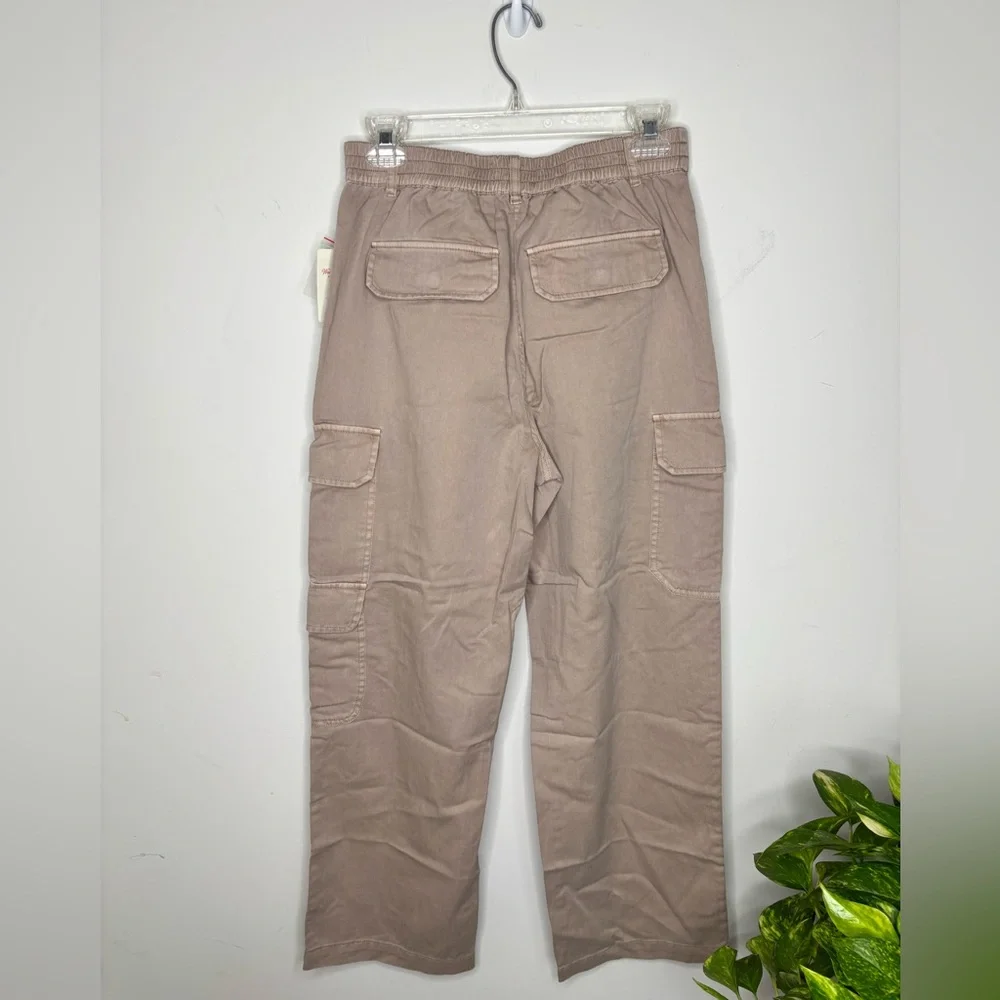 M1 New Lucky Brand Twill Cargo Pants Khaki High Rise Wide Leg Cotton‎ Soft XS
